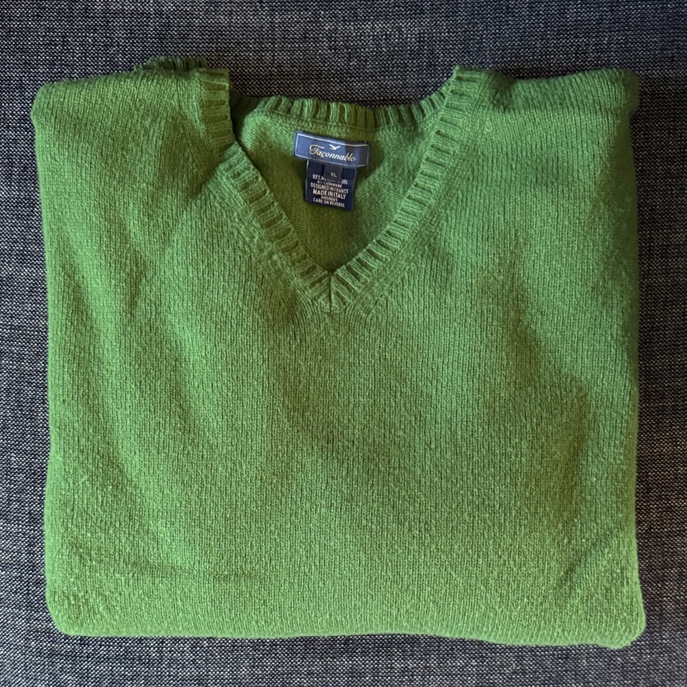 Faconnable Green V-Neck Sweater